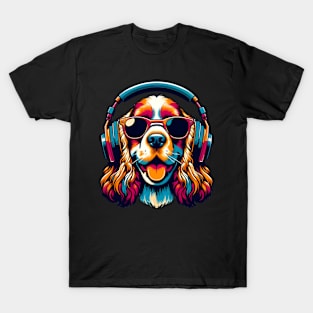 English Cocker Spaniel Smiling DJ with Lively Tunes T-Shirt